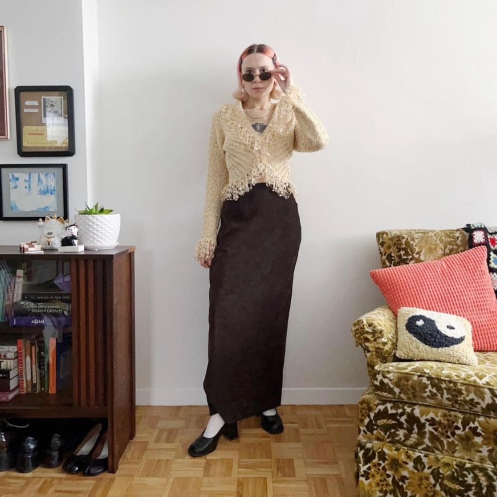Vintage brown corduroy maxi skirt